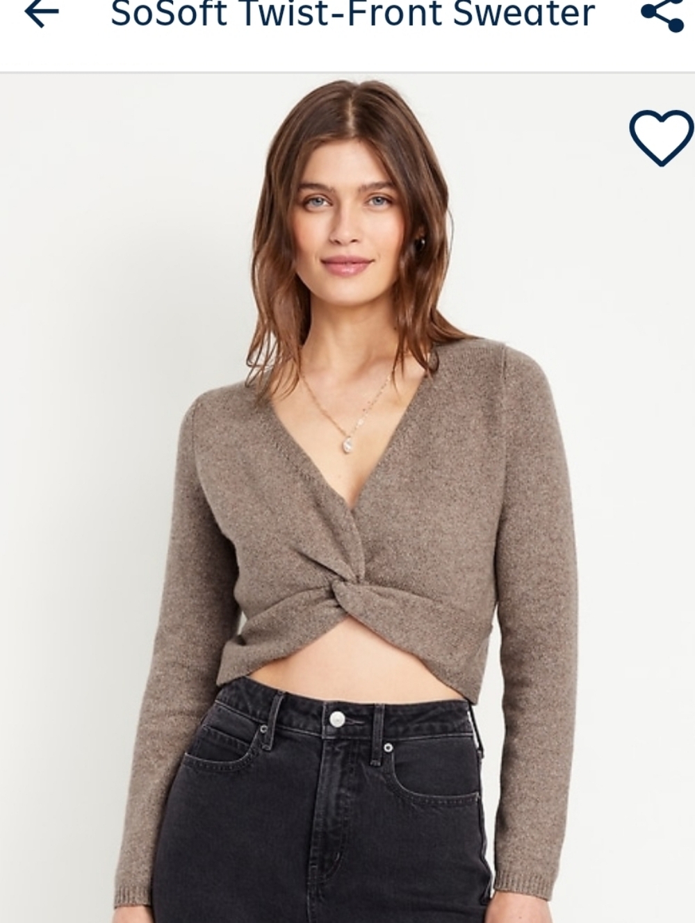 Old Navy Taupe Twist-Front V-Neck Crop Top Sweater